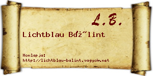 Lichtblau Bálint névjegykártya